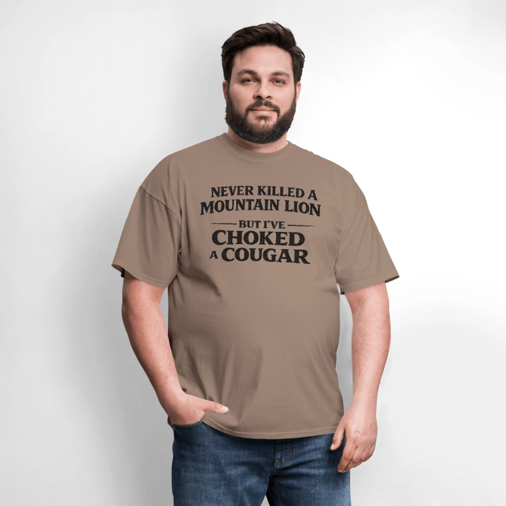 Never Killed A Mountain Lion But I've Choked A Cougar T-Shirt Color: Rock
