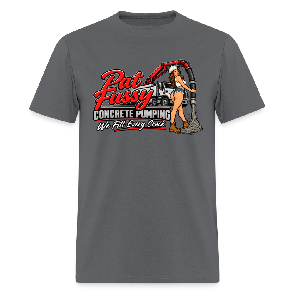 Pat Fussy Concrete Pumping Funny Adult T-Shirt Color: Charcoal