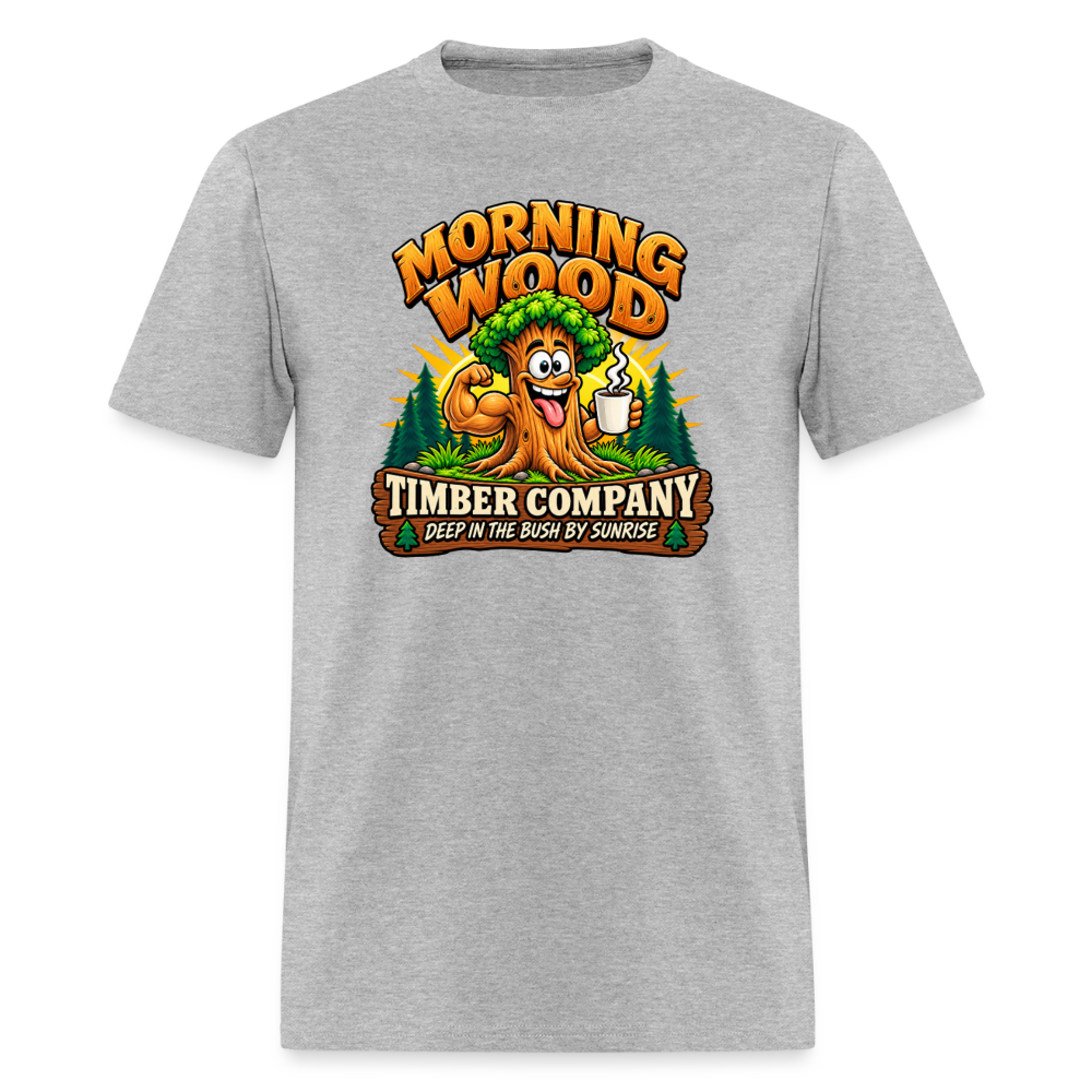 Morning Wood Timber Company – Funny Adult Humor T-Shirt - heather gray