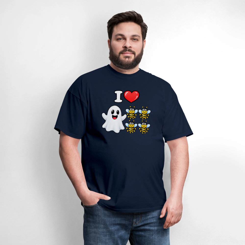 I Heart Boo Bees Funny Halloween T-Shirt Color: Navy