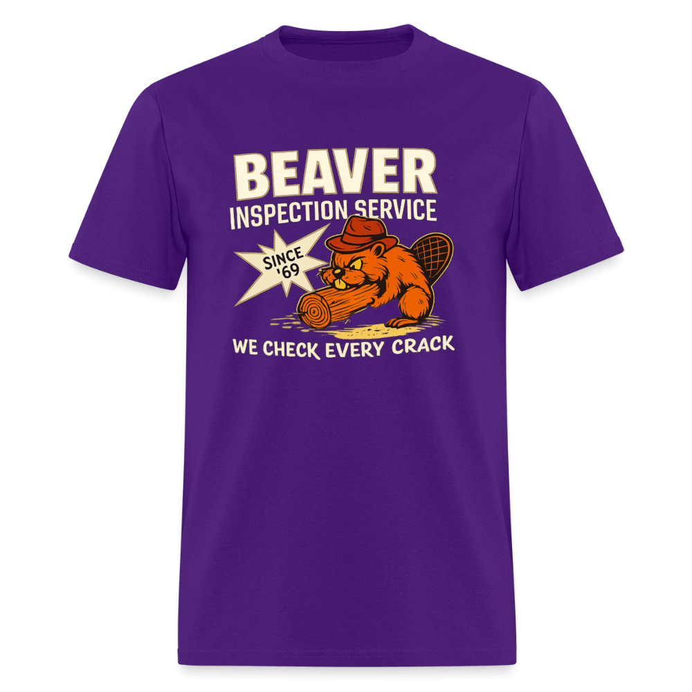 Beaver Inspection Service Funny Adult Humor T-Shirt Color: Purple