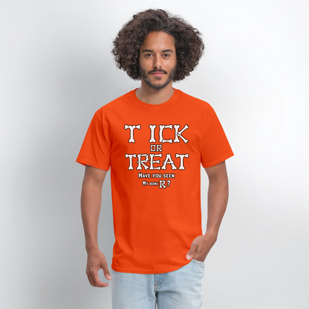 Tick or Treat Have You Seen My Bone R? Halloween T-Shirt Color: Black