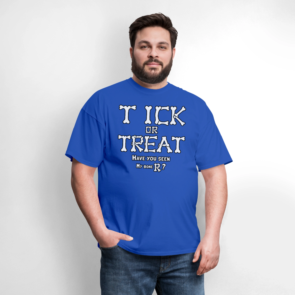 Tick or Treat Have You Seen My Bone R? Halloween T-Shirt Color: Black