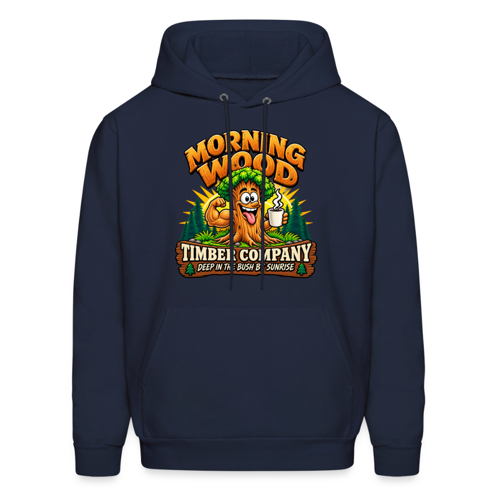 Morning Wood Timber Company – Funny Adult Humor Hoodie - navy