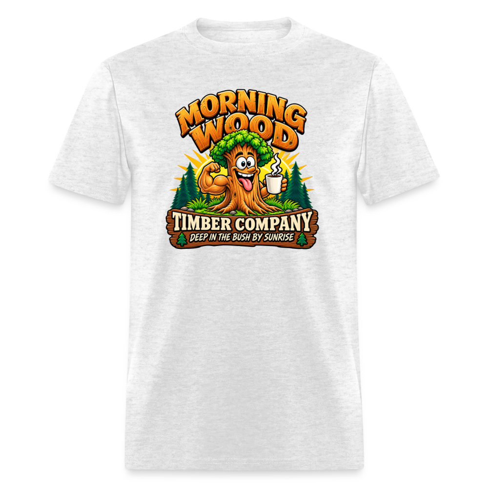 Morning Wood Timber Company – Funny Adult Humor T-Shirt - light heather gray