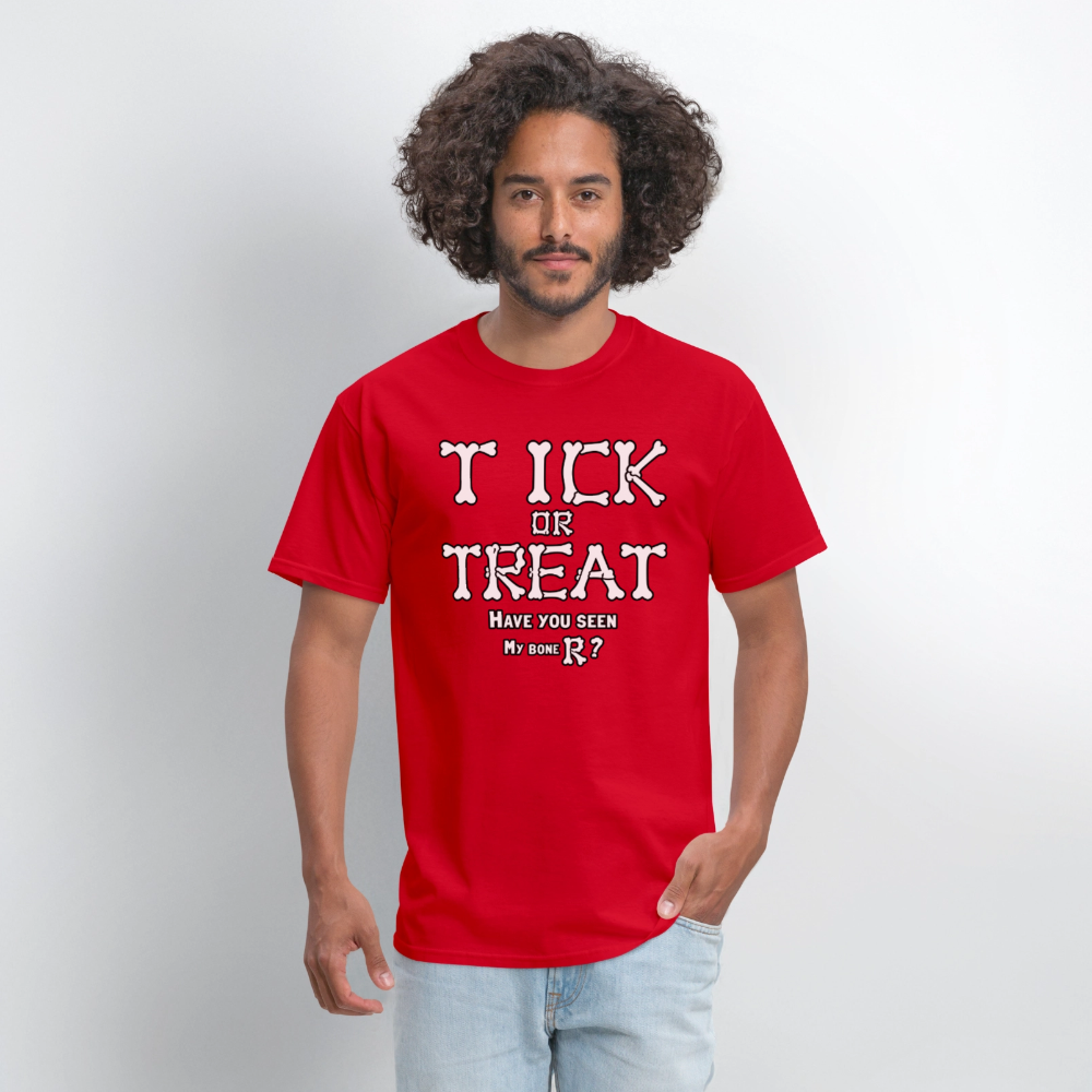 Tick or Treat Have You Seen My Bone R? Halloween T-Shirt Color: Black