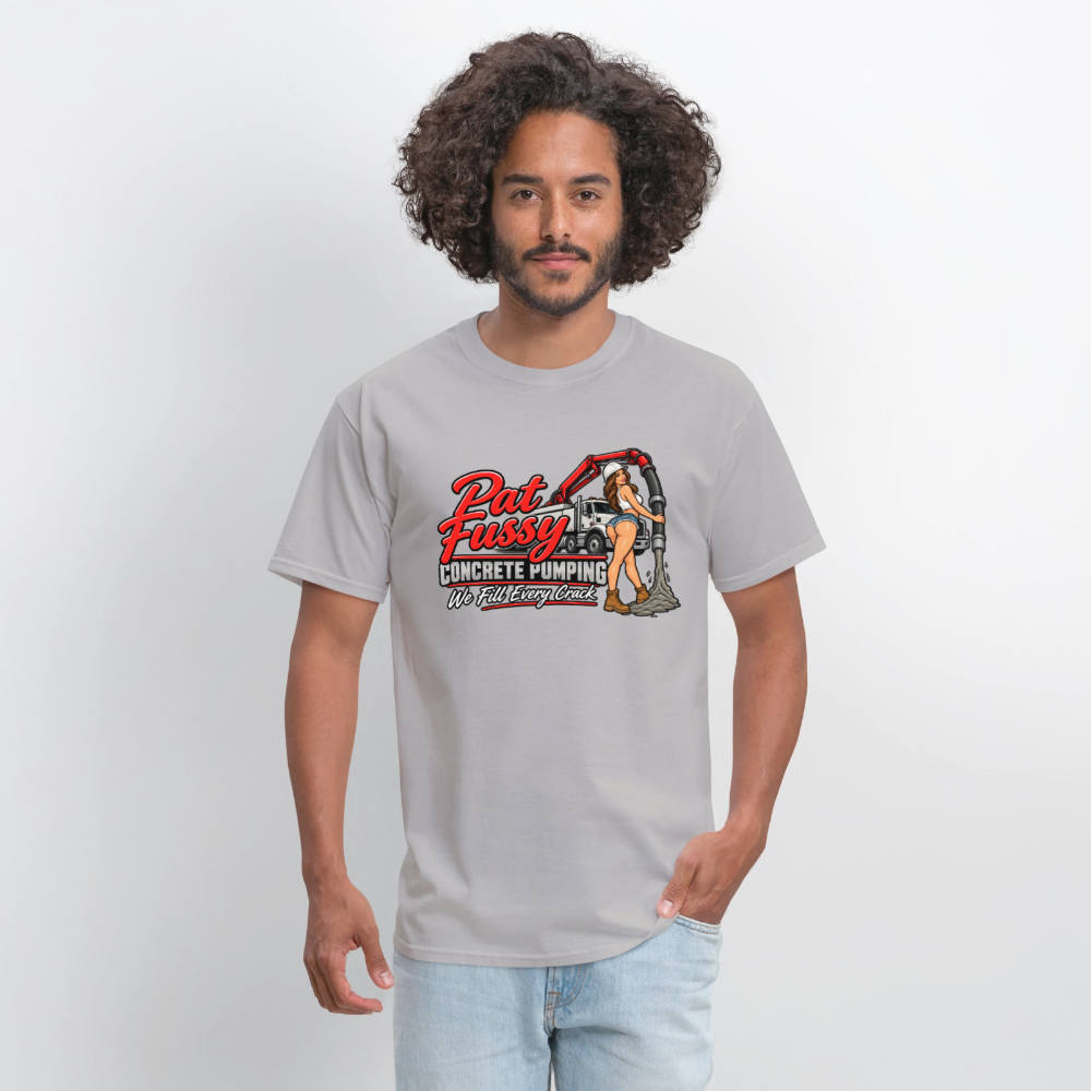 Pat Fussy Concrete Pumping Funny Adult T-Shirt Color: Rock