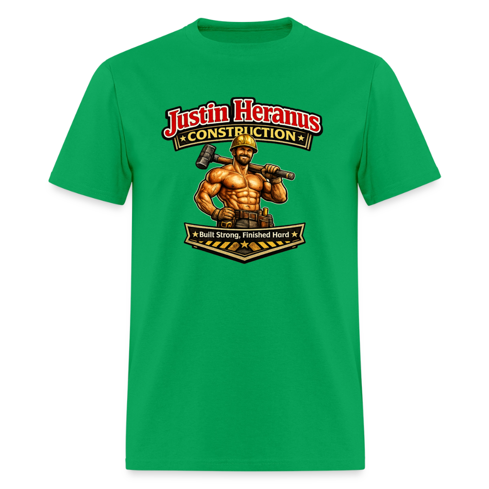 Justin Heranus Construction Funny T-Shirt - bright green