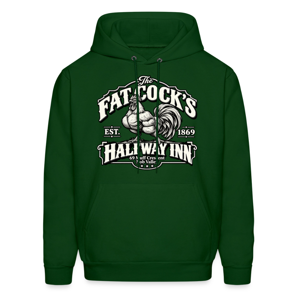 Fat Cock’s Halfway Inn Hoodie Color: Forest Green