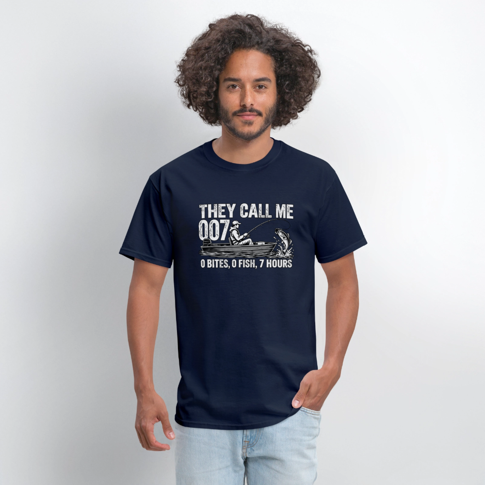 They Call Me 007 Funny Fishing T-Shirt Color: Navy