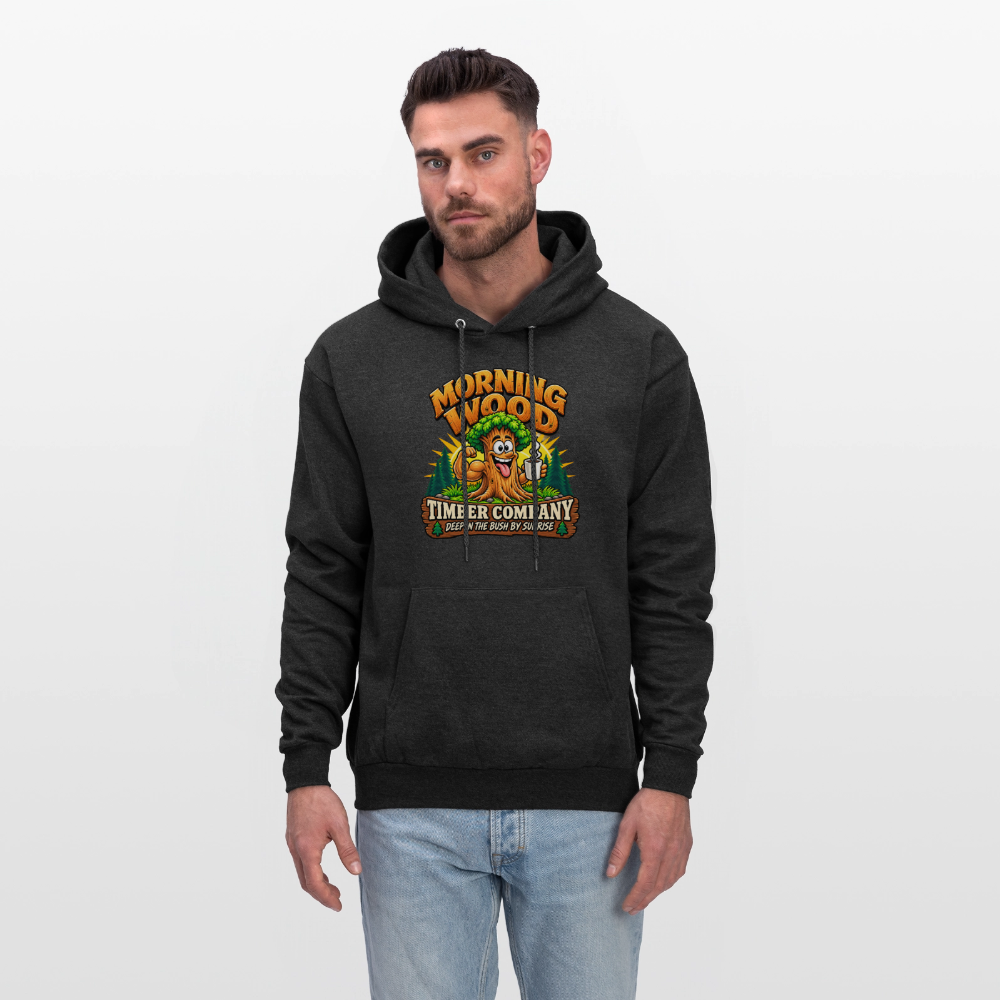 Morning Wood Timber Company – Funny Adult Humor Hoodie - charcoal grey