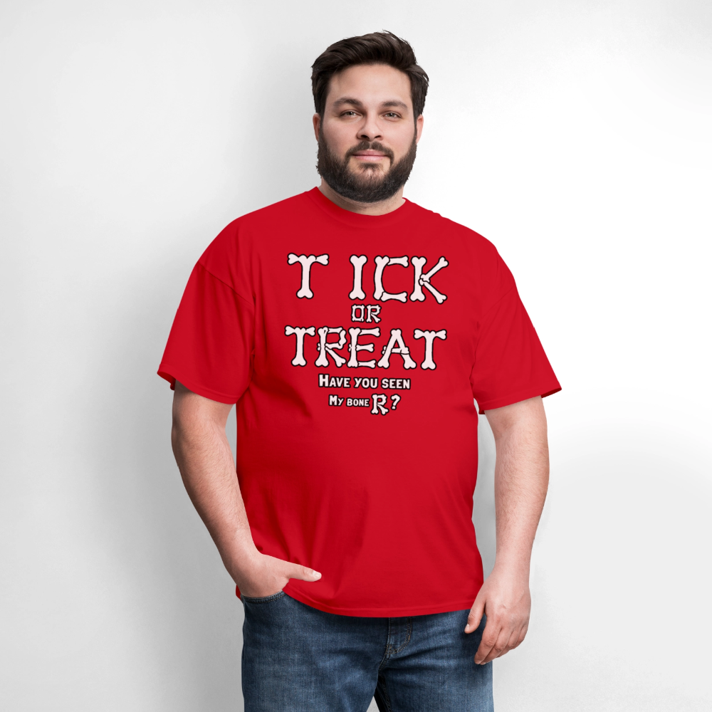 Tick or Treat Have You Seen My Bone R? Halloween T-Shirt Color: Black