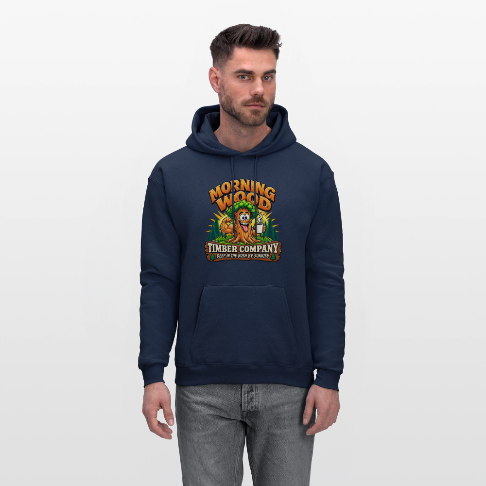 Morning Wood Timber Company – Funny Adult Humor Hoodie - navy