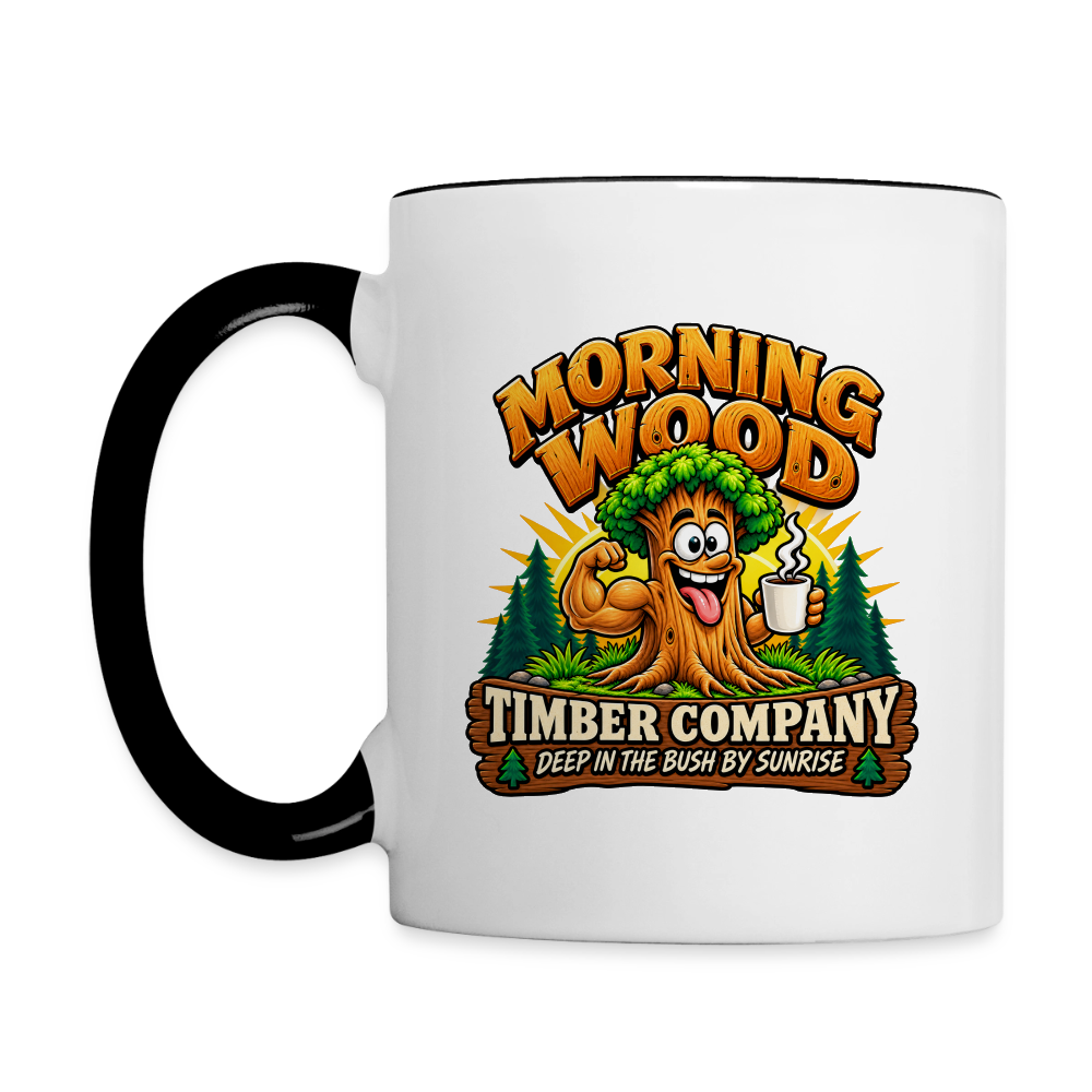 Morning Wood Timber Company – Funny Adult Humor Coffee Mug - white/black