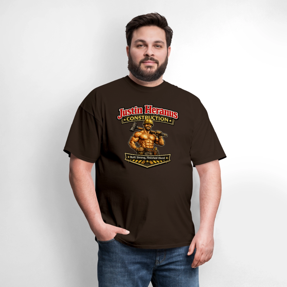 Justin Heranus Construction Funny T-Shirt - brown