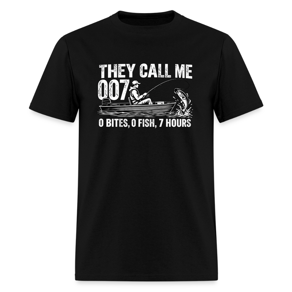 They Call Me 007 Funny Fishing T-Shirt Color: Black