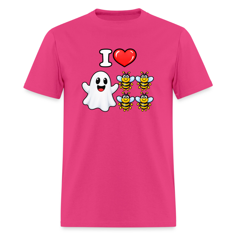 I Heart Boo Bees Funny Halloween T-Shirt Color: Fuchsia