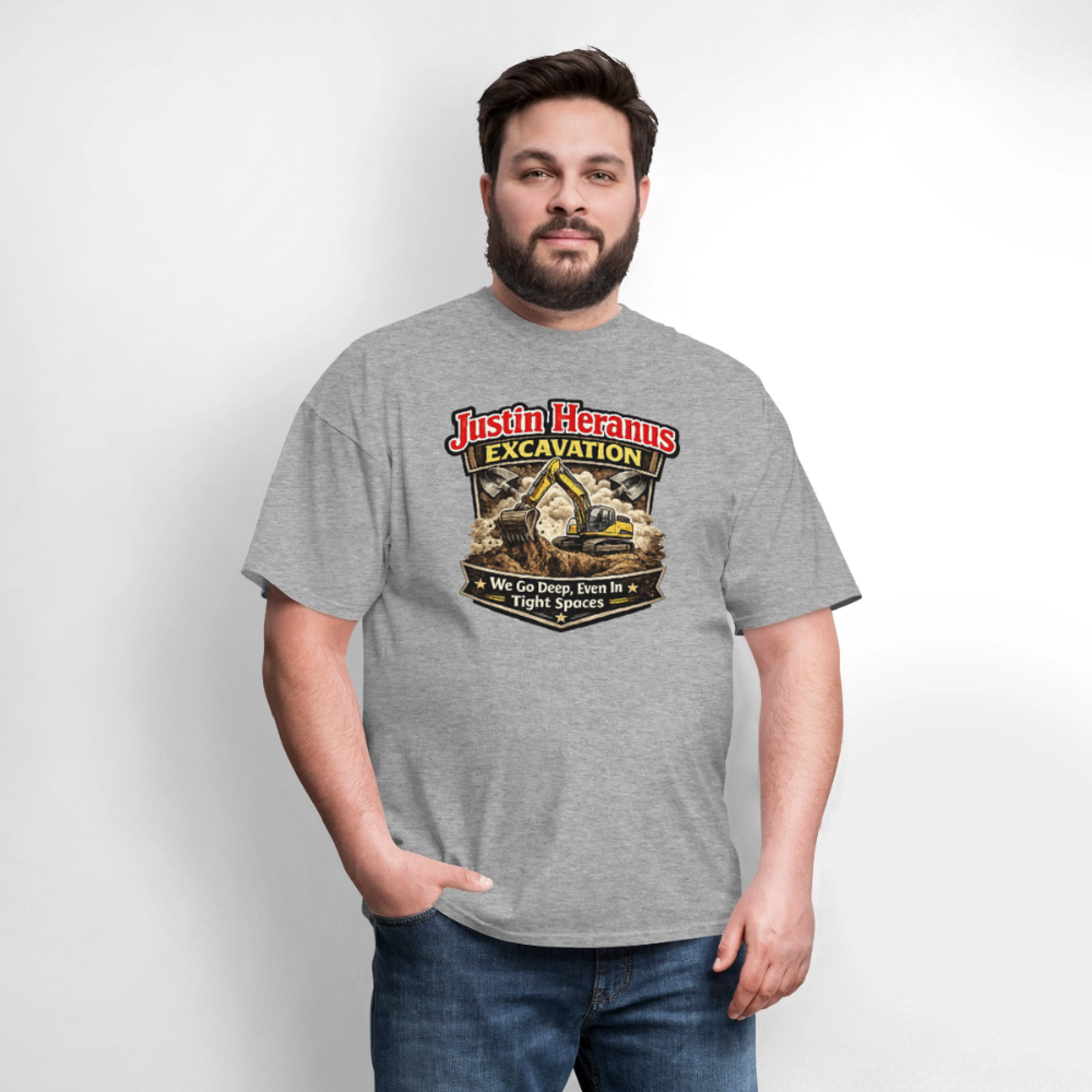 Justin Heranus Excavation Funny T-Shirt - heather gray