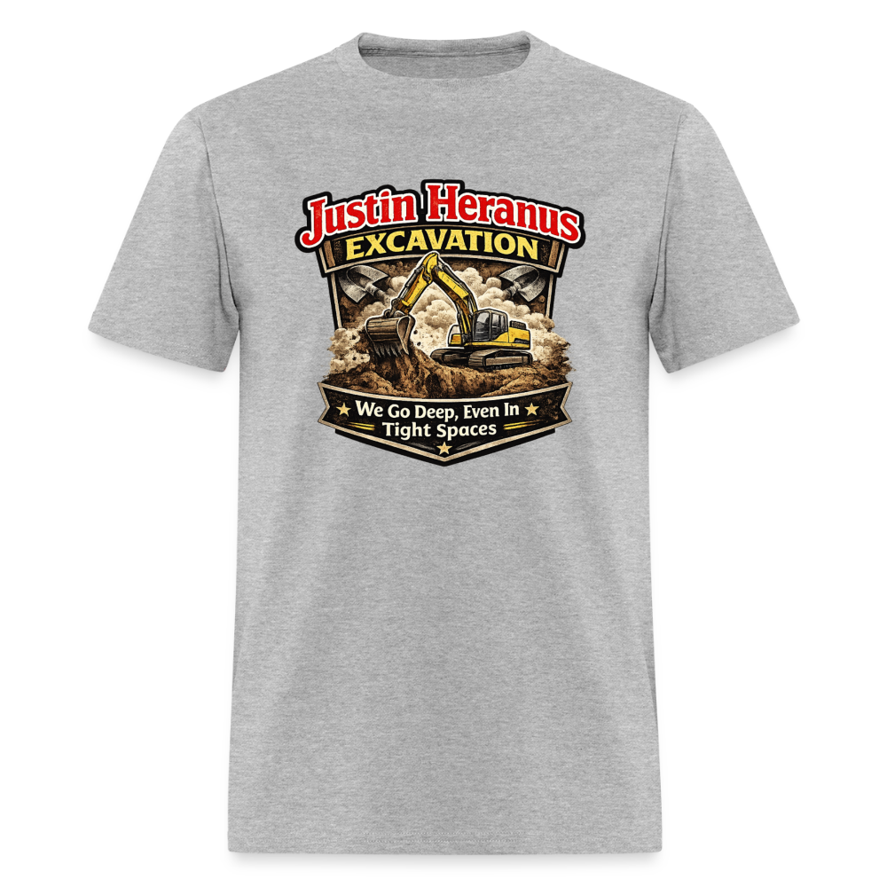 Justin Heranus Excavation Funny T-Shirt - heather gray