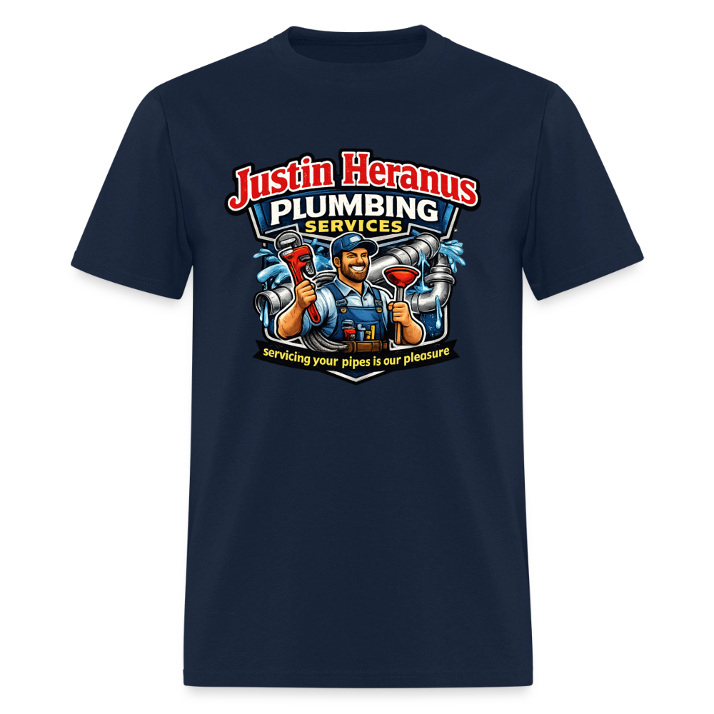 Justin Heranus Plumbing Funny T-Shirt - navy
