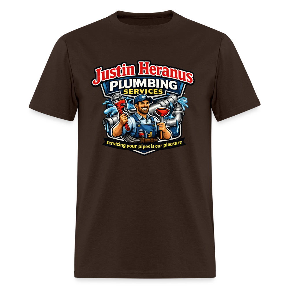 Justin Heranus Plumbing Funny T-Shirt - brown