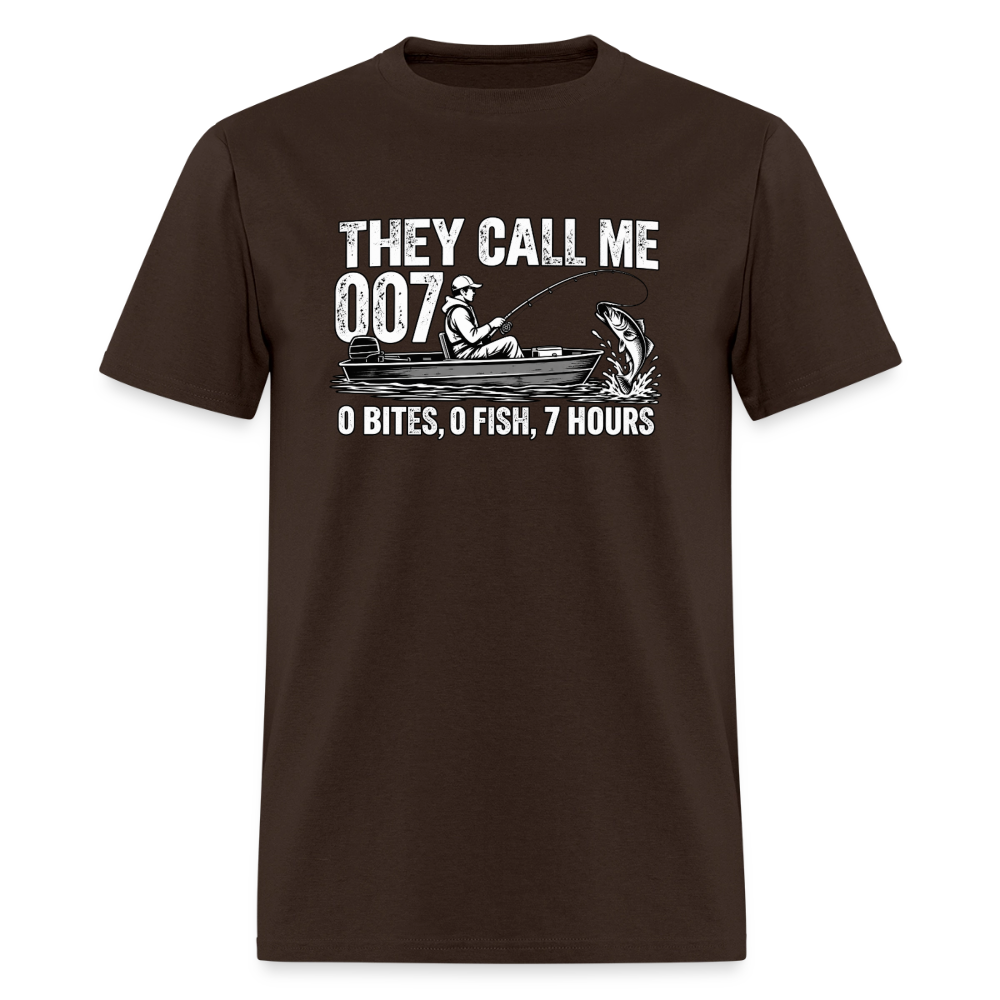 They Call Me 007 Funny Fishing T-Shirt Color: Brown