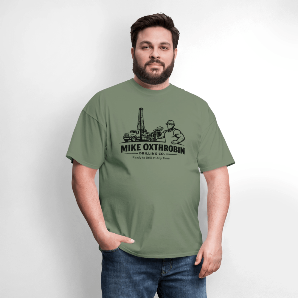 Mike Oxthrobin Drilling Co Funny T-Shirt Color: Rock