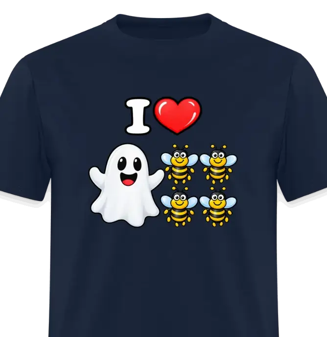 I Heart Boo Bees Funny Halloween T-Shirt Color: Navy