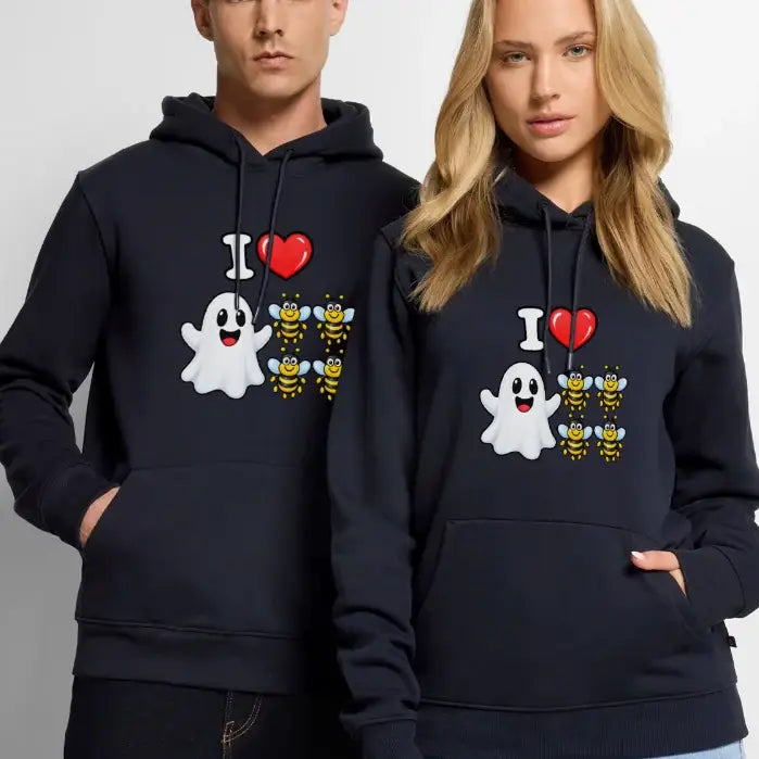 I Heart Boo Bees Funny Halloween Premium Hoodie Color: Navy