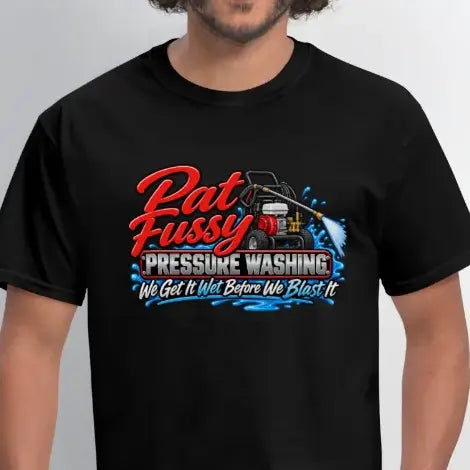 Pat Fussy Pressure Washing Funny Adult T-Shirt Color: Heather Black
