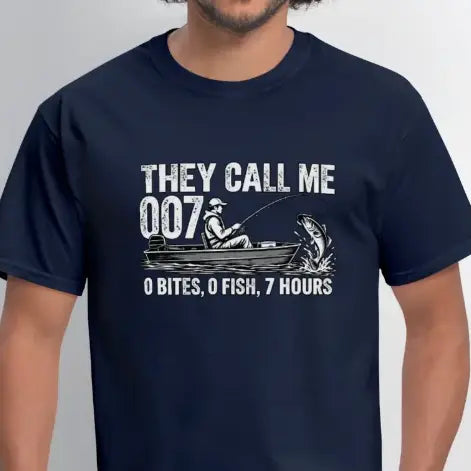 They Call Me 007 Funny Fishing T-Shirt Color: Navy