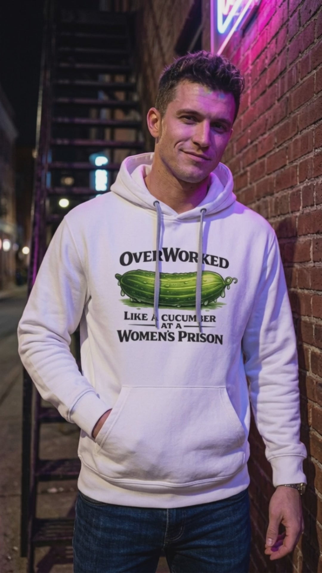 Overworked Like a Cucumber at a Women's Prison Premium Hoodie Video