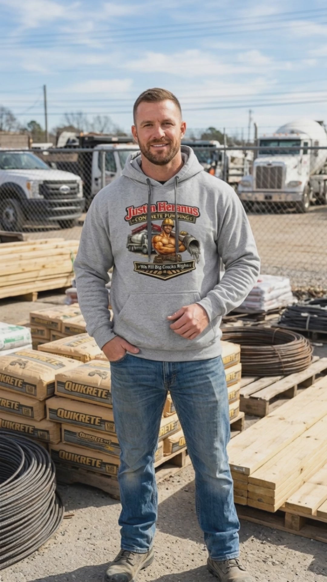Justin Heranus Concrete Pumping Premium Hoodie Video