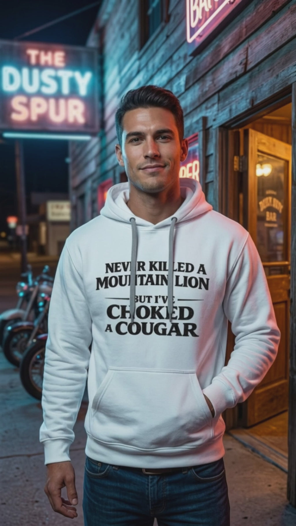 Never Killed A Mountain Lion But I've Choked A Cougar Premium Hoodie Video